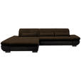 ECKSOFA in Mikrofaser Braun  - Schwarz/Braun, Design, Textil/Metall (204/341cm) - Xora