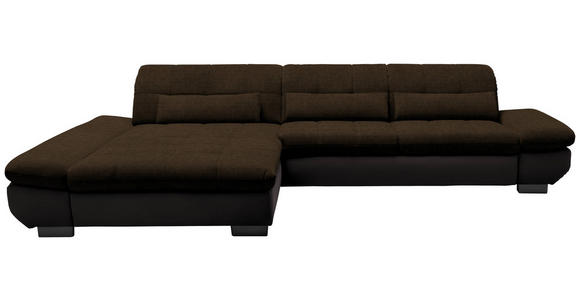 ECKSOFA in Mikrofaser Braun  - Schwarz/Braun, Design, Textil/Metall (204/341cm) - Xora