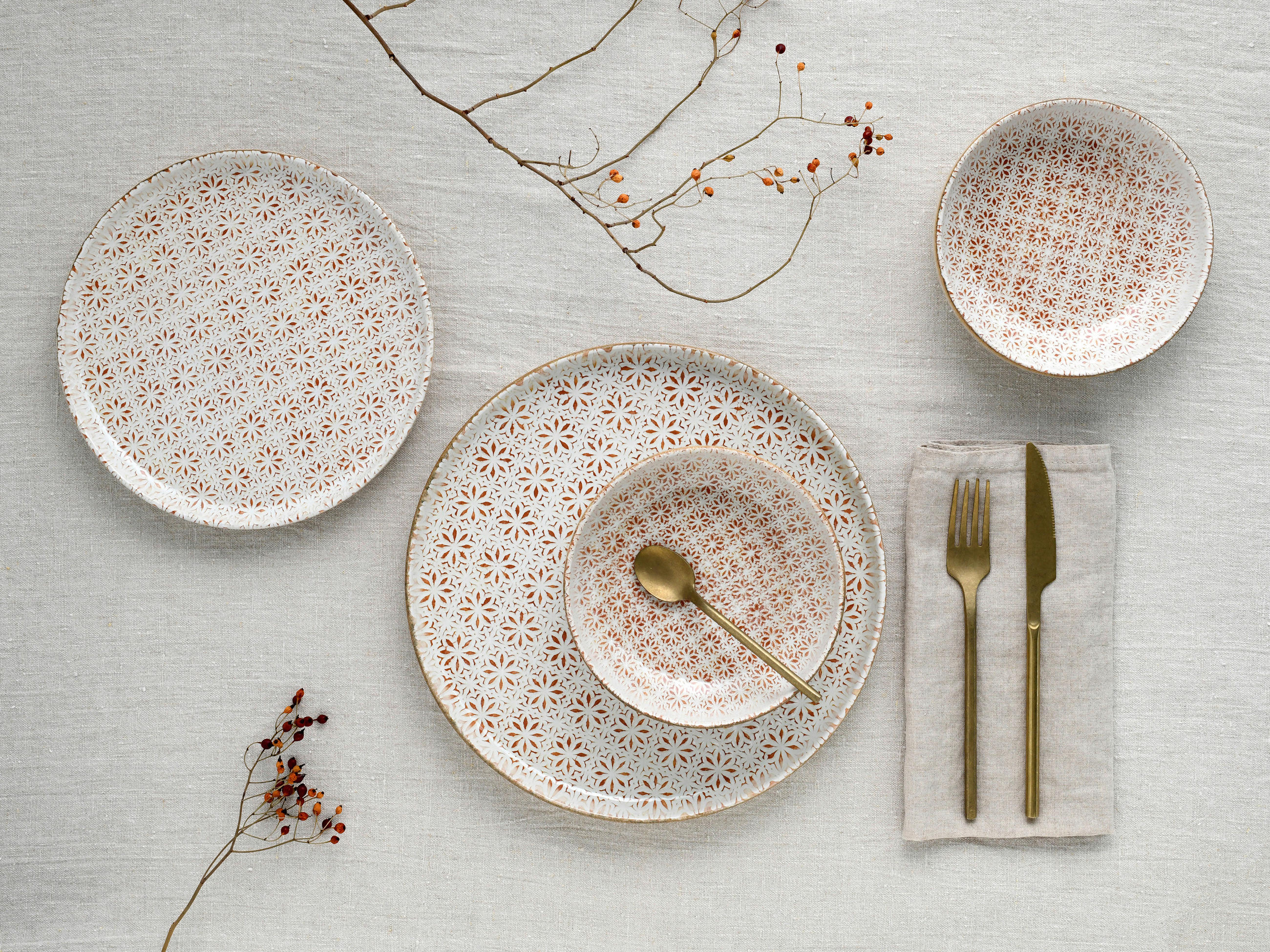 JÍDELNÍ SOUPRAVA, kamenina - růžová/krémová, Basics, keramika - Creatable