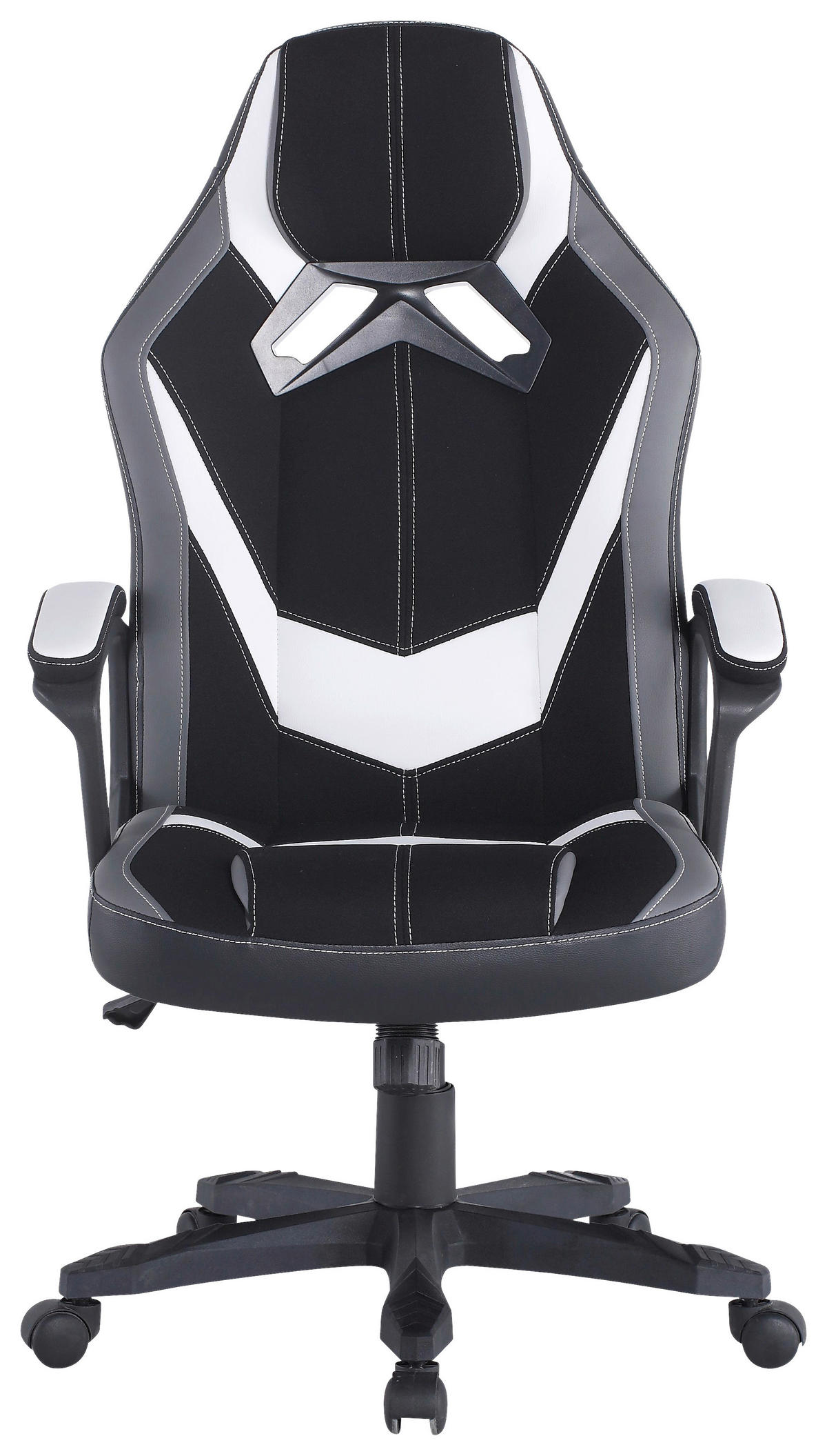 SCAUN DE GAMING  in imitație piele, microfibră gri, negru, alb  - alb/negru, Design, plastic/metal (64,5/112-122/69cm) - Livetastic