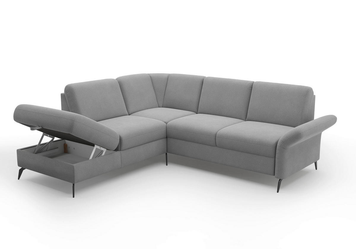 ECKSOFA ROCHELLE E Grau Flachgewebe  - Schwarz/Grau, KONVENTIONELL, Textil/Metall (216/240cm) - Sit & More