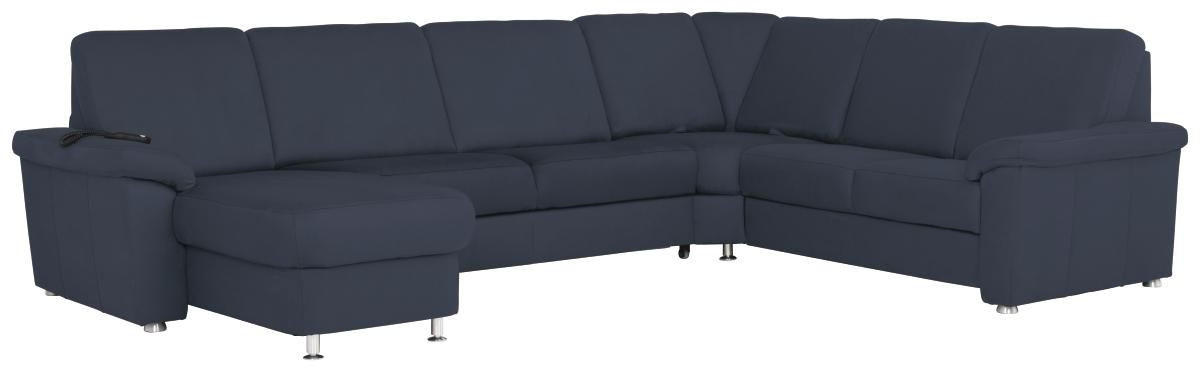 WOHNLANDSCHAFT Blau Flachgewebe  - Chromfarben/Blau, KONVENTIONELL, Textil/Metall (163/330/240cm) - Beldomo System