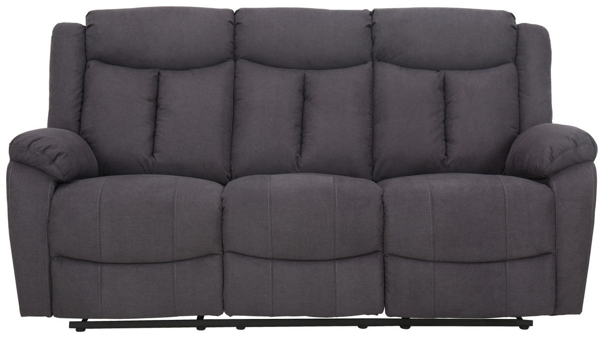 3-SITZER-SOFA Webstoff Grau  - Schwarz/Grau, KONVENTIONELL, Holz/Kunststoff (190/103/96cm) - P & B