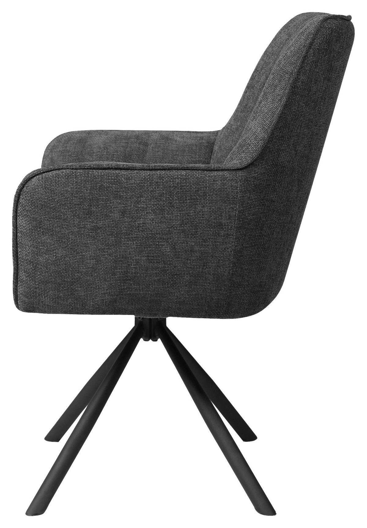 ARMLEHNSTUHL  in Eisen Webstoff  - Schwarz/Grau, Design, Textil/Metall (58/91/65cm) - Carryhome