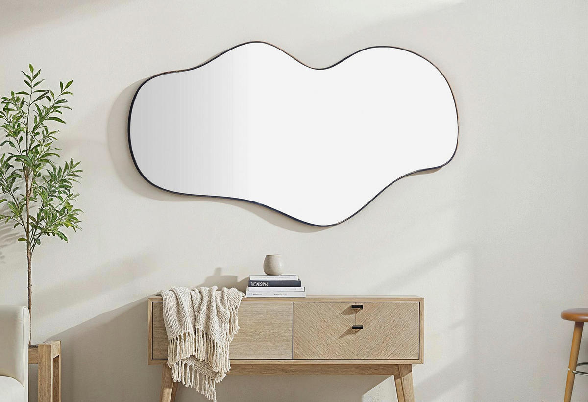 WANDSPIEGEL 60/110/2,5 cm    in Freiform  - Schwarz, MODERN, Glas/Holzwerkstoff (60/110/2,5cm) - MID.YOU