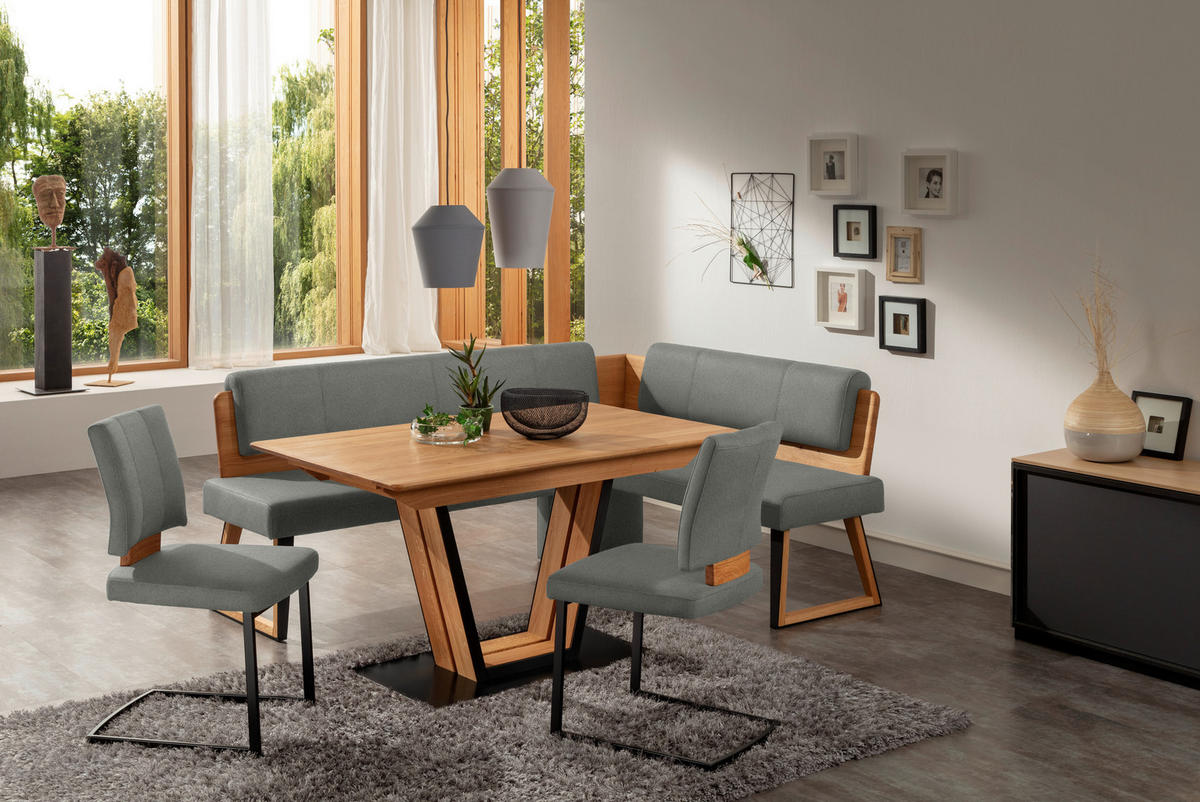 ECKBANK 165/235 cm  in Hellgrau, Wildeiche  - Wildeiche/Hellgrau, Design, Holz/Textil (165/235cm) - Venda