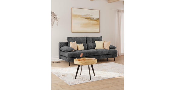 SCHLAFSOFA Chenille Schwarz Rückenkissen, Armlehnenkissen, Bettkasten, Schlaffunktion, Rücken echt  - Schwarz, KONVENTIONELL, Textil/Metall (203/94/96cm) - Carryhome