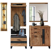 GARDEROBE 7-teilig  in 215/199/38 cm  - Eichefarben/Grau, Natur, Holz/Holzwerkstoff (215/199/38cm) - Linea Natura