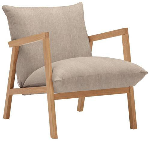 SESSEL in Webstoff Beige  - Eichefarben/Beige, Design, Holz/Textil (65/80/85cm) - Carryhome