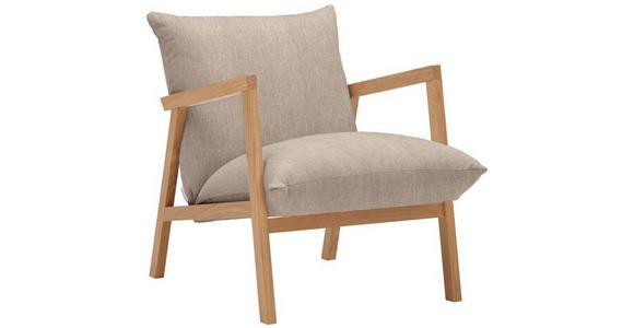 SESSEL in Webstoff Beige - Eichefarben/Beige, Design, Holz/Textil (65/80/85cm) - Carryhome