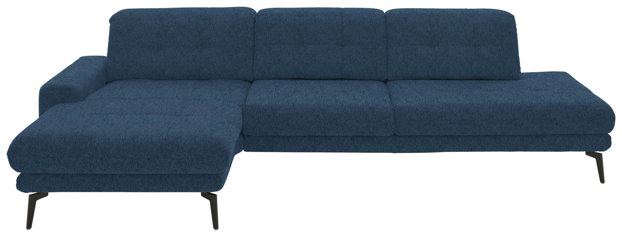 ECKSOFA in Flachgewebe Blau  190/309 cm  - Blau/Schwarz, Design, Textil/Metall (190/309cm) - Beldomo Style
