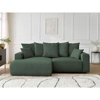 ECKSOFA Ottomane links  ATILLA Dunkelgrün Cord  - Dunkelgrün/Schwarz, MODERN, Kunststoff/Textil (149/244cm)