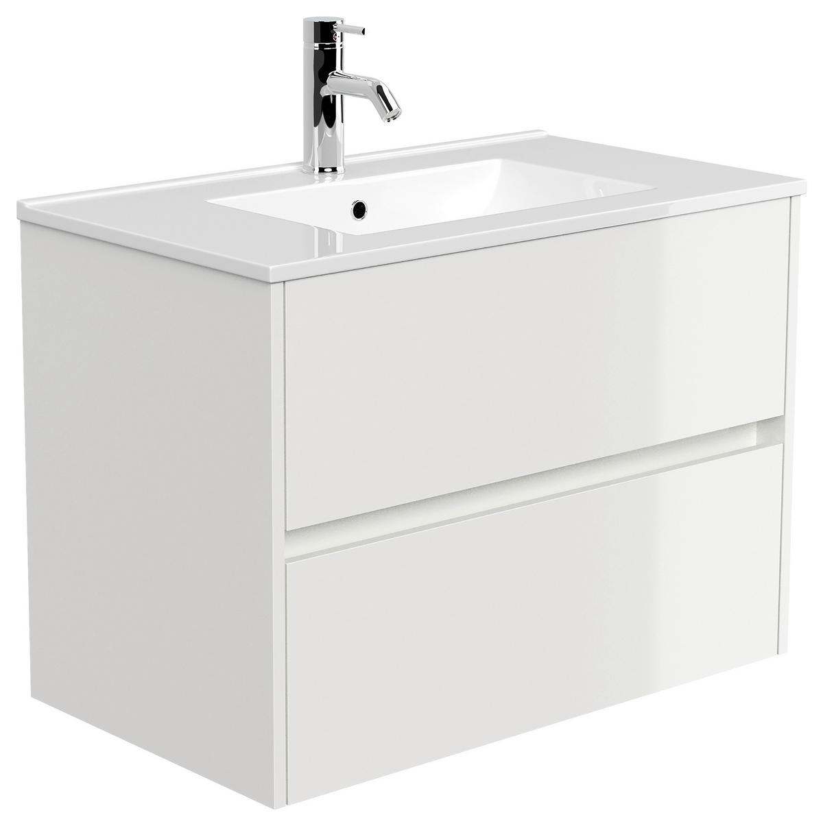 WASCHTISCHKOMBI 80 cm  - Weiß Hochglanz/Weiß, MODERN, Keramik/Holzwerkstoff (80cm) - MID.YOU