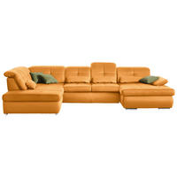 WOHNLANDSCHAFT Mikrofaser Gelb  - Chromfarben/Gelb, Design, Textil (260/371/195cm) - Beldomo Style