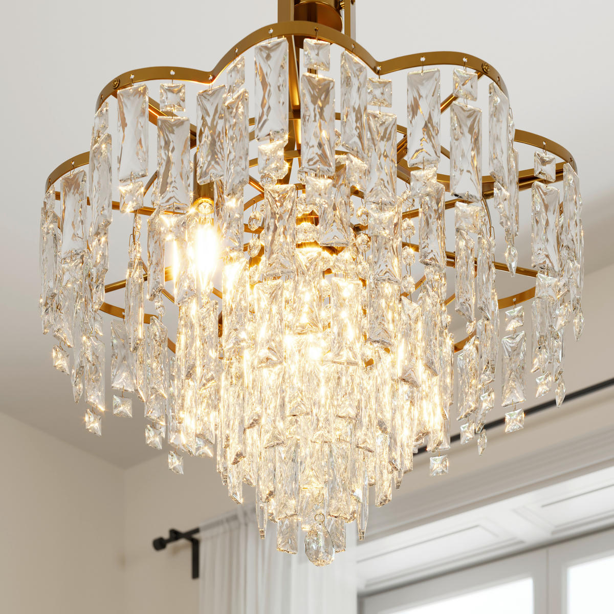 HÄNGELEUCHTE Aurelie 76/190 cm   - Klar/Goldfarben, Design, Glas/Metall (76/190cm) - Glandor