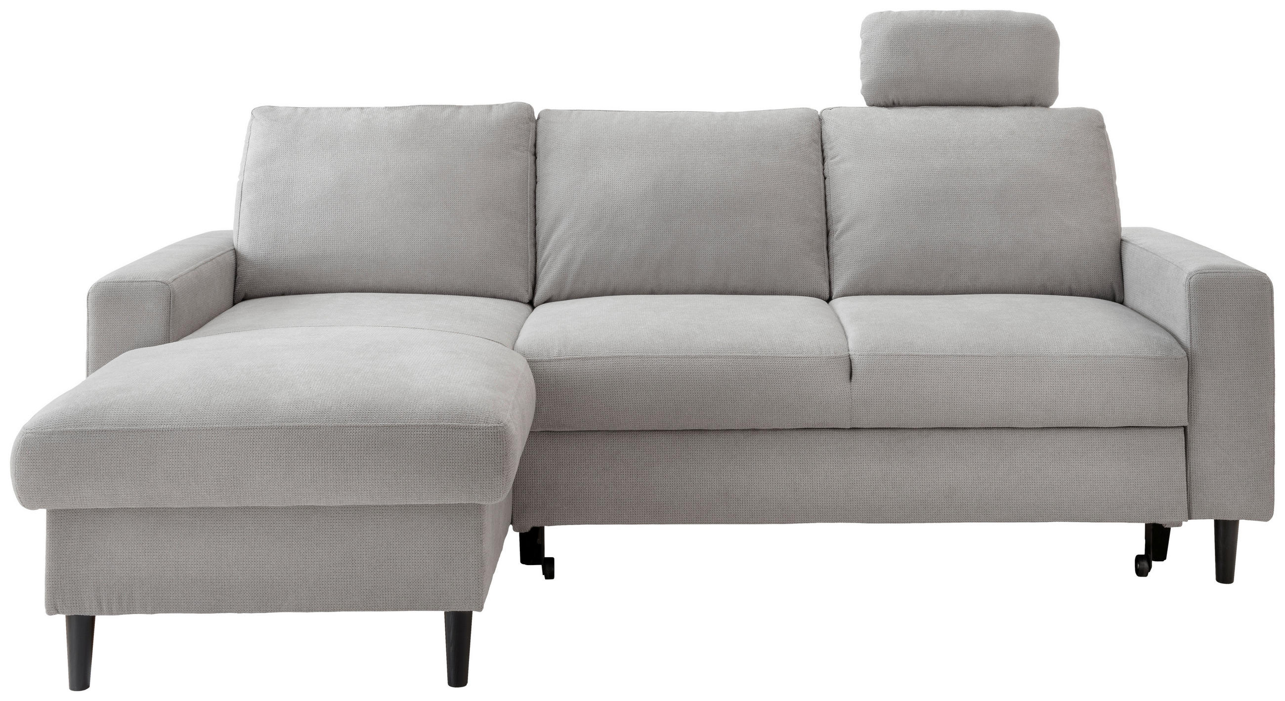 ECKSCHLAFSOFA in Chenille Grau - Schwarz/Grau, MODERN, Holz/Textil (147/234cm) - Livetastic
