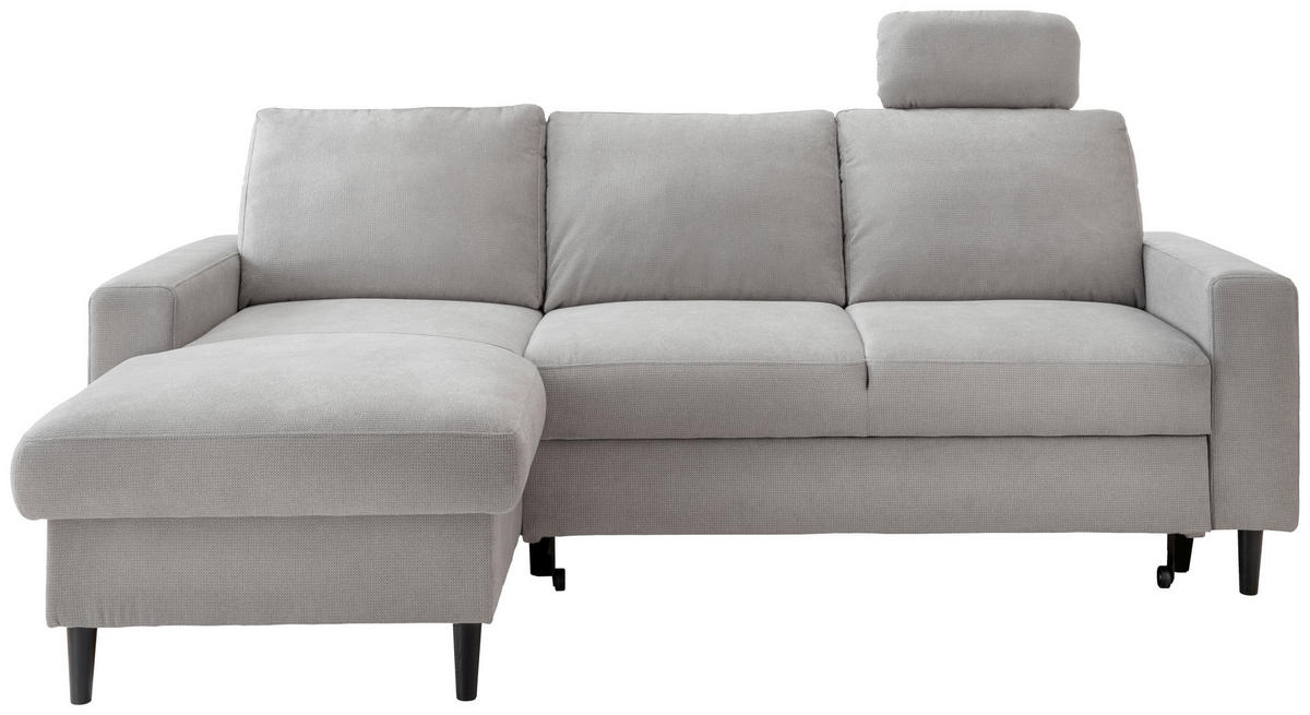ECKSCHLAFSOFA Chenille Grau  - Schwarz/Grau, MODERN, Holz/Textil (147/234cm) - Livetastic