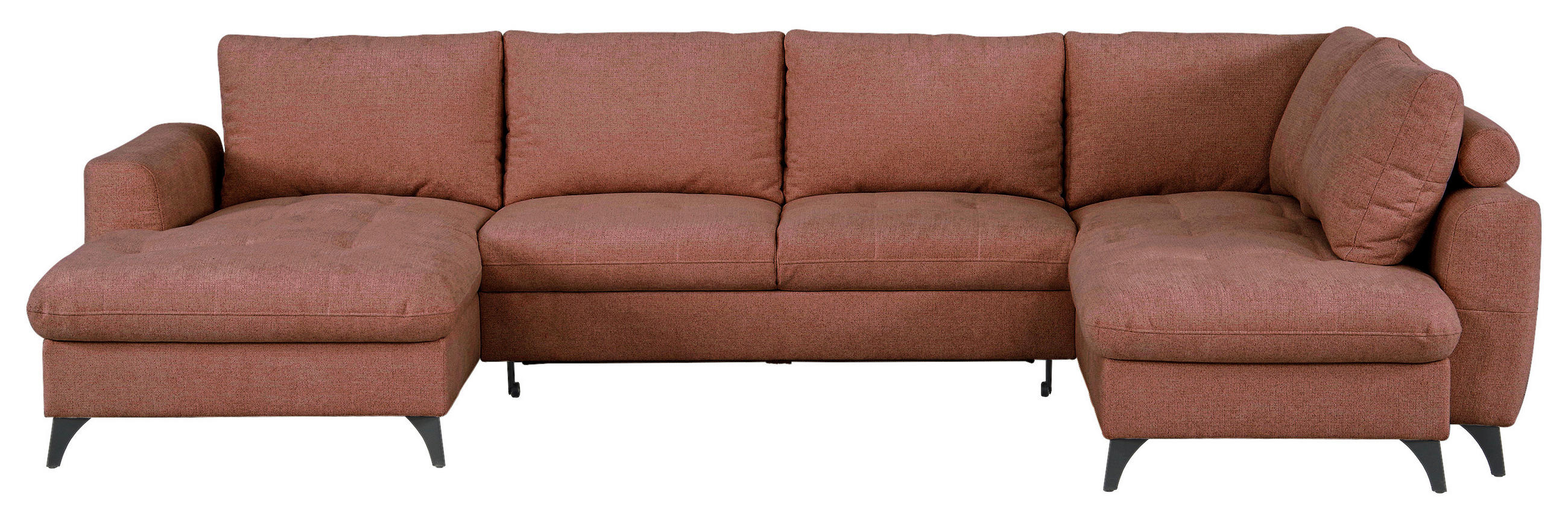 WOHNLANDSCHAFT Rot Chenille  - Rot/Schwarz, KONVENTIONELL, Textil/Metall (160/340/188cm) - Xora