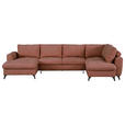 WOHNLANDSCHAFT Rot Chenille  - Rot/Schwarz, KONVENTIONELL, Textil/Metall (160/340/188cm) - Xora