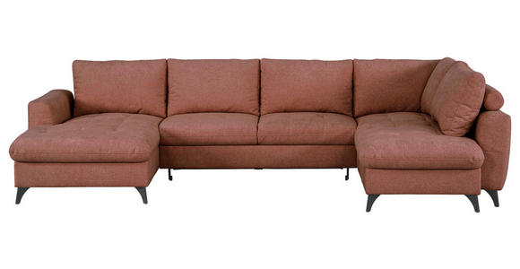 WOHNLANDSCHAFT Rot Chenille  - Rot/Schwarz, KONVENTIONELL, Textil/Metall (160/340/188cm) - Xora