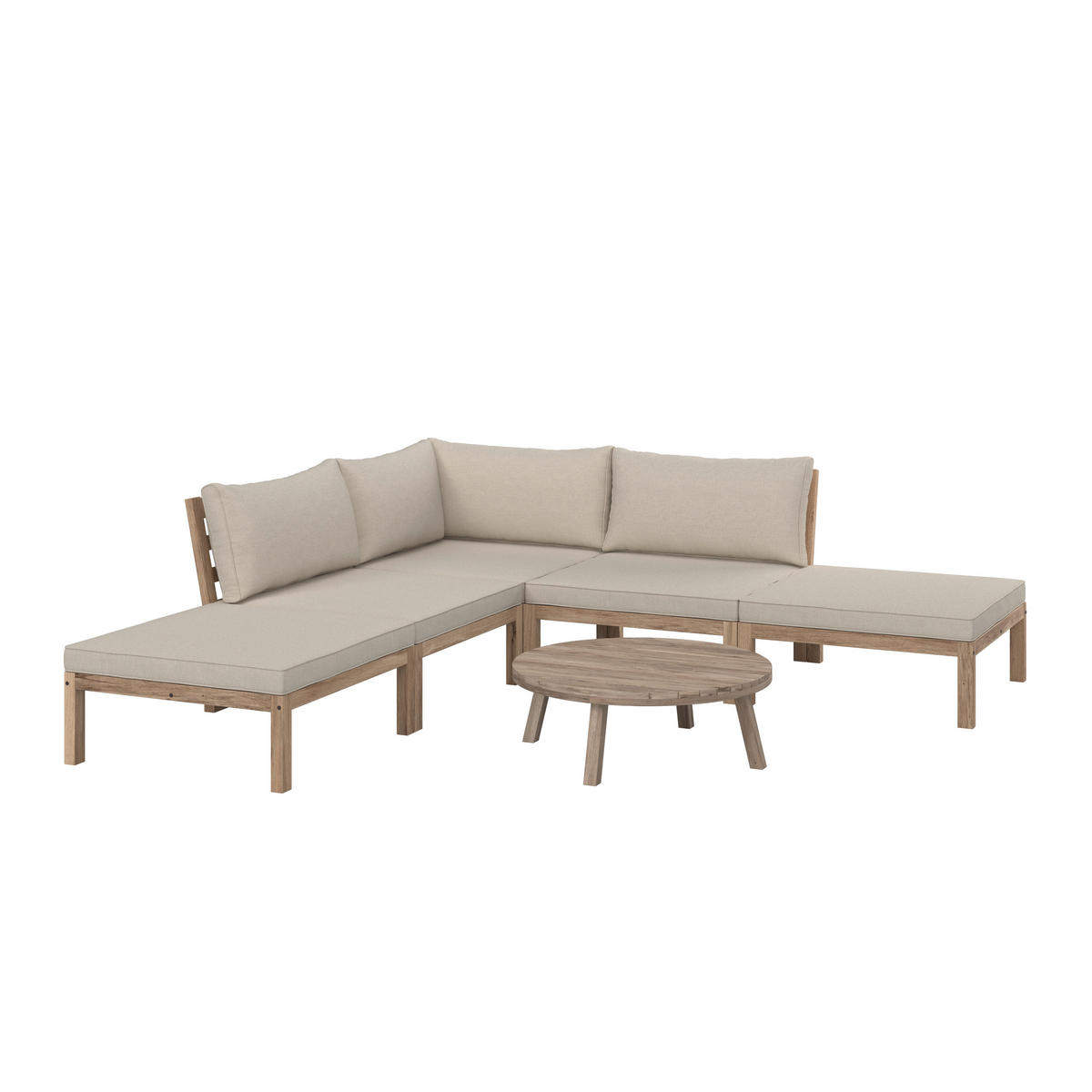 BAŠTENSKA GARNITURA  - boja akacije/krem, Moderno, drvo/tekstil (250/250cm) - Bessagi Garden