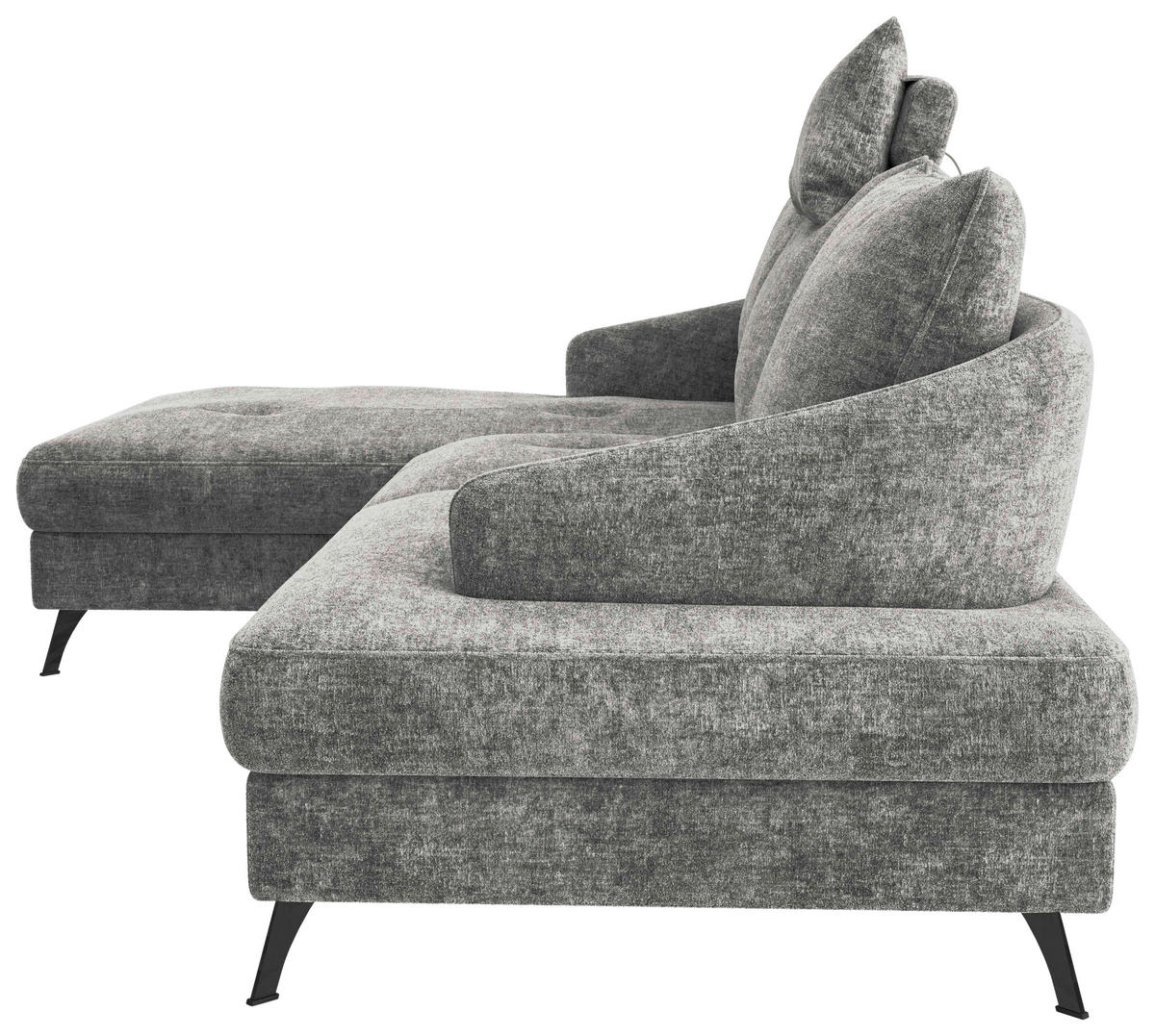 ECKSOFA in Webstoff Dunkelgrau  - Dunkelgrau/Schwarz, Konventionell, Textil/Metall (183/293cm) - Carryhome