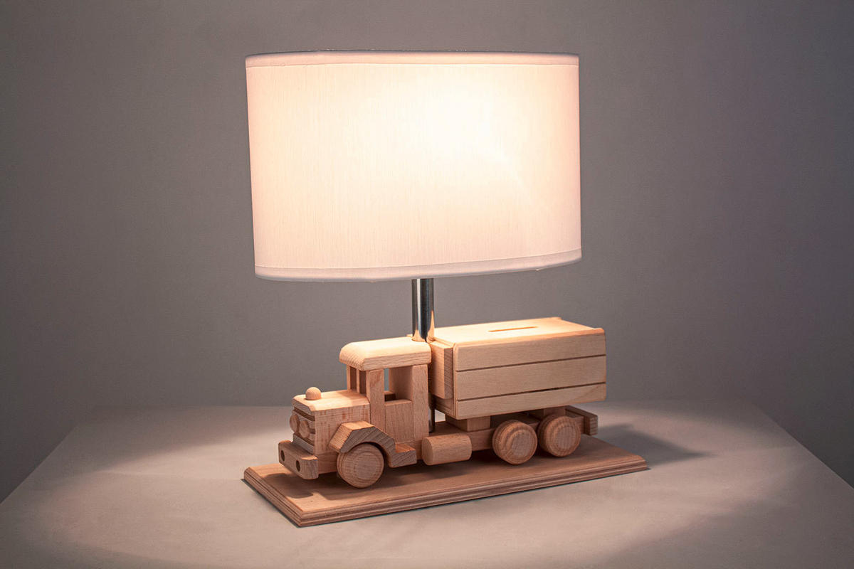 KINDERTISCHLEUCHTE 32/14/27 cm   - Naturfarben/Weiß, Natur, Holz/Holzwerkstoff (32/14/27cm)