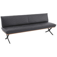 SITZBANK in Holz, Textil Grau, Schwarz, Nussbaumfarben  - Nussbaumfarben/Schwarz, Design, Holz/Textil (214/88/66cm) - Koinor