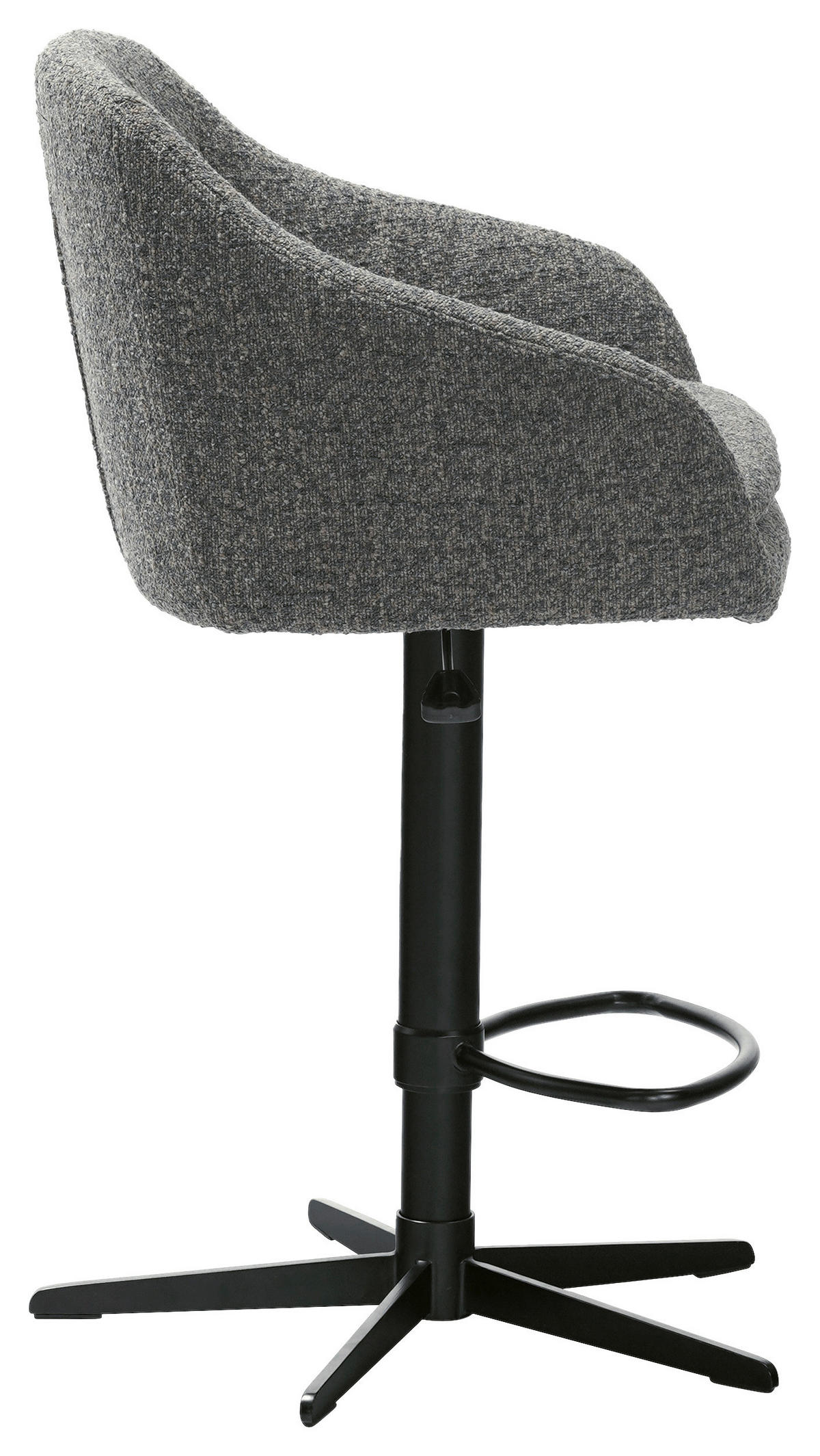 BARHOCKER Webstoff Blau, Schwarz Eisen Sitzfläche 360° drehbar, inklusive Armlehnen  - Blau/Schwarz, Design, Textil/Metall (54,5/88-108/53,5cm) - Cassando
