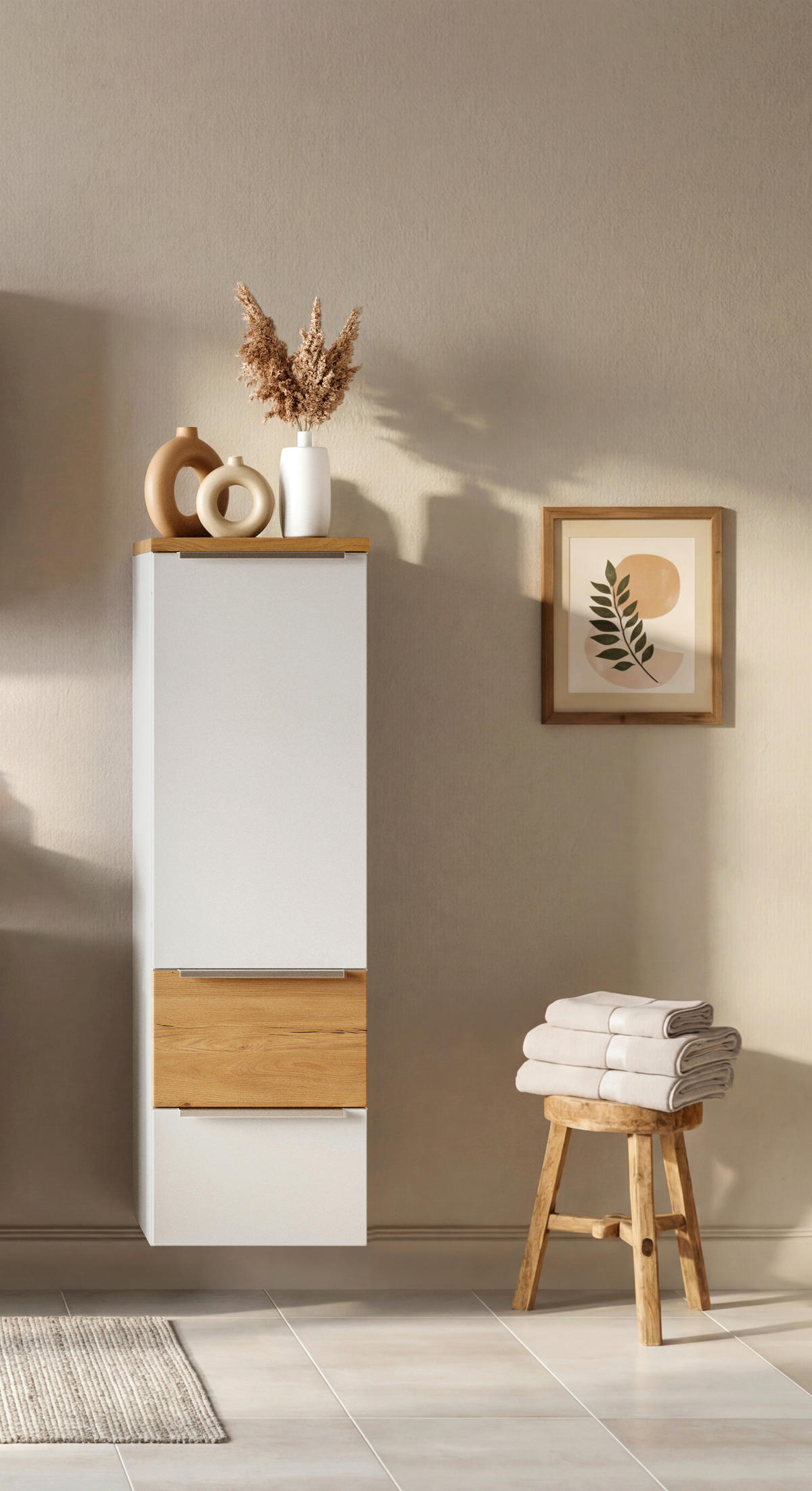 MIDISCHRANK 40/130/35 cm  - Wildeiche/Edelstahlfarben, Trend, Holzwerkstoff/Metall (40/130/35cm) - Held
