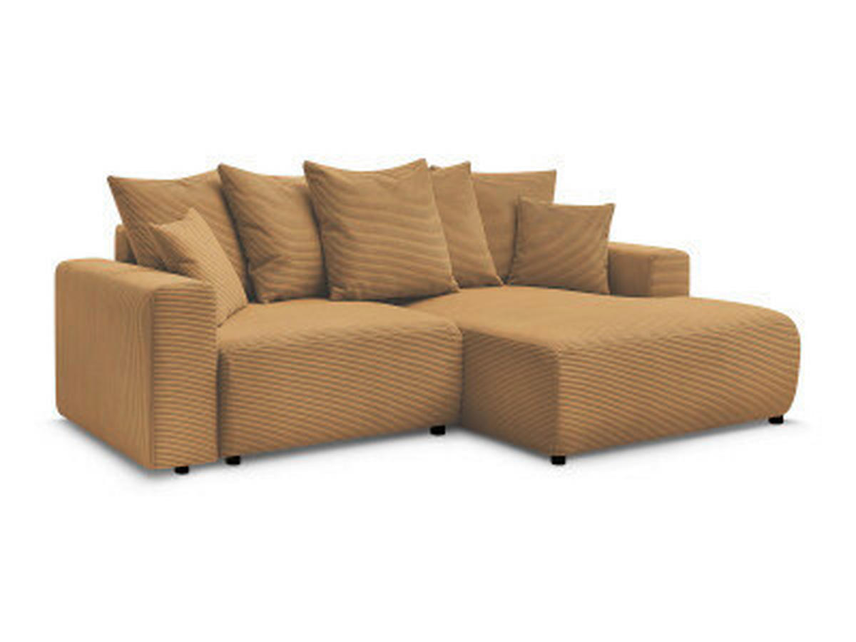 ECKSOFA Ottomane rechts  ATILLA Gelb Cord  - Gelb/Schwarz, MODERN, Kunststoff/Textil (244/149cm)