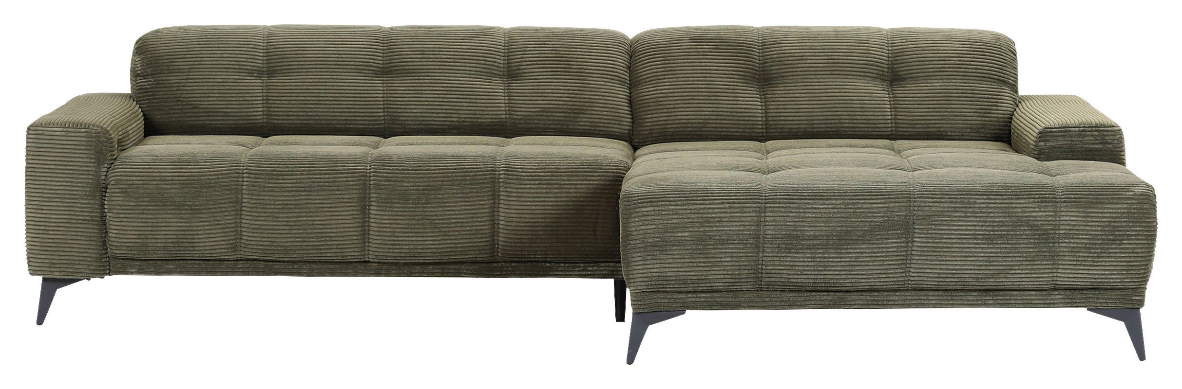 ECKSOFA in Cord Dunkelgrün  295/165 cm  - Dunkelgrün/Schwarz, KONVENTIONELL, Textil/Metall (295/165cm) - Carryhome