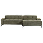 ECKSOFA in Cord Dunkelgrün  295/165 cm  - Dunkelgrün/Schwarz, KONVENTIONELL, Textil/Metall (295/165cm) - Carryhome