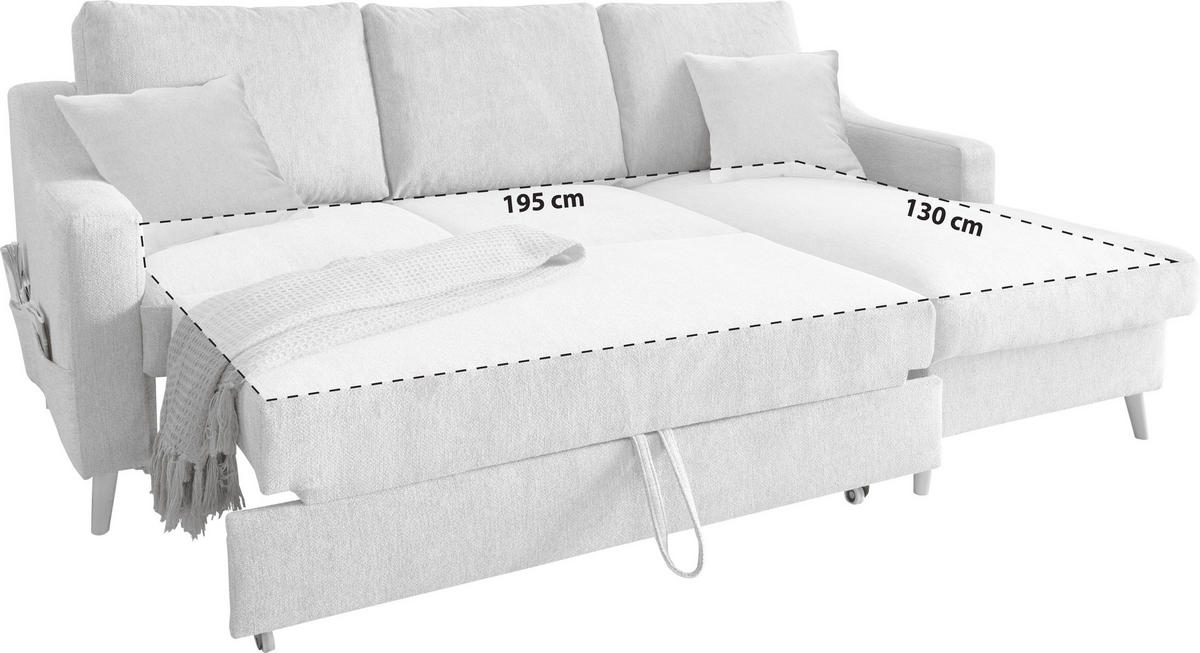 ECKSOFA in Cord Graubraun  - Graubraun/Naturfarben, Design, Holz/Textil (228/150cm) - P & B
