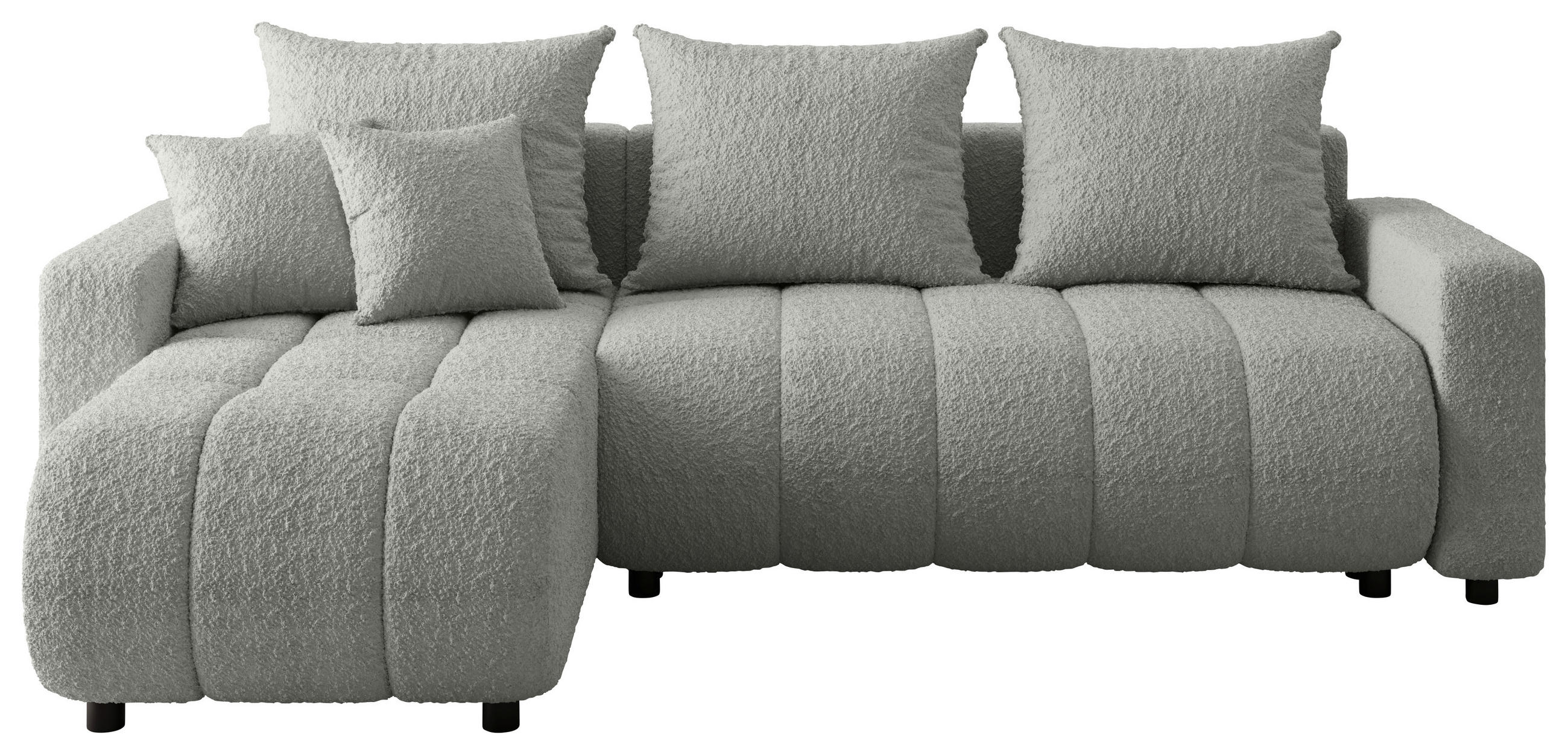 ECKSOFA  in Bouclé Hellgrau  - Hellgrau/Schwarz, MODERN, Kunststoff/Textil (150/240cm) - Carryhome
