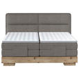 BOXSPRINGBETT 180/200 cm  in Eichefarben, Graubraun  - Eichefarben/Graubraun, Natur, Holz/Textil (180/200cm) - Valnatura