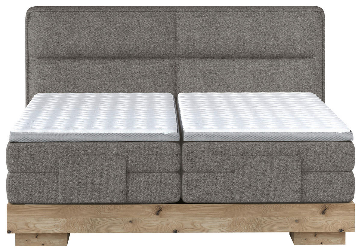 BOXSPRINGBETT 180/200 cm  in Graubraun, Eichefarben  - Eichefarben/Graubraun, Natur, Holz/Holzwerkstoff (180/200cm) - Valnatura