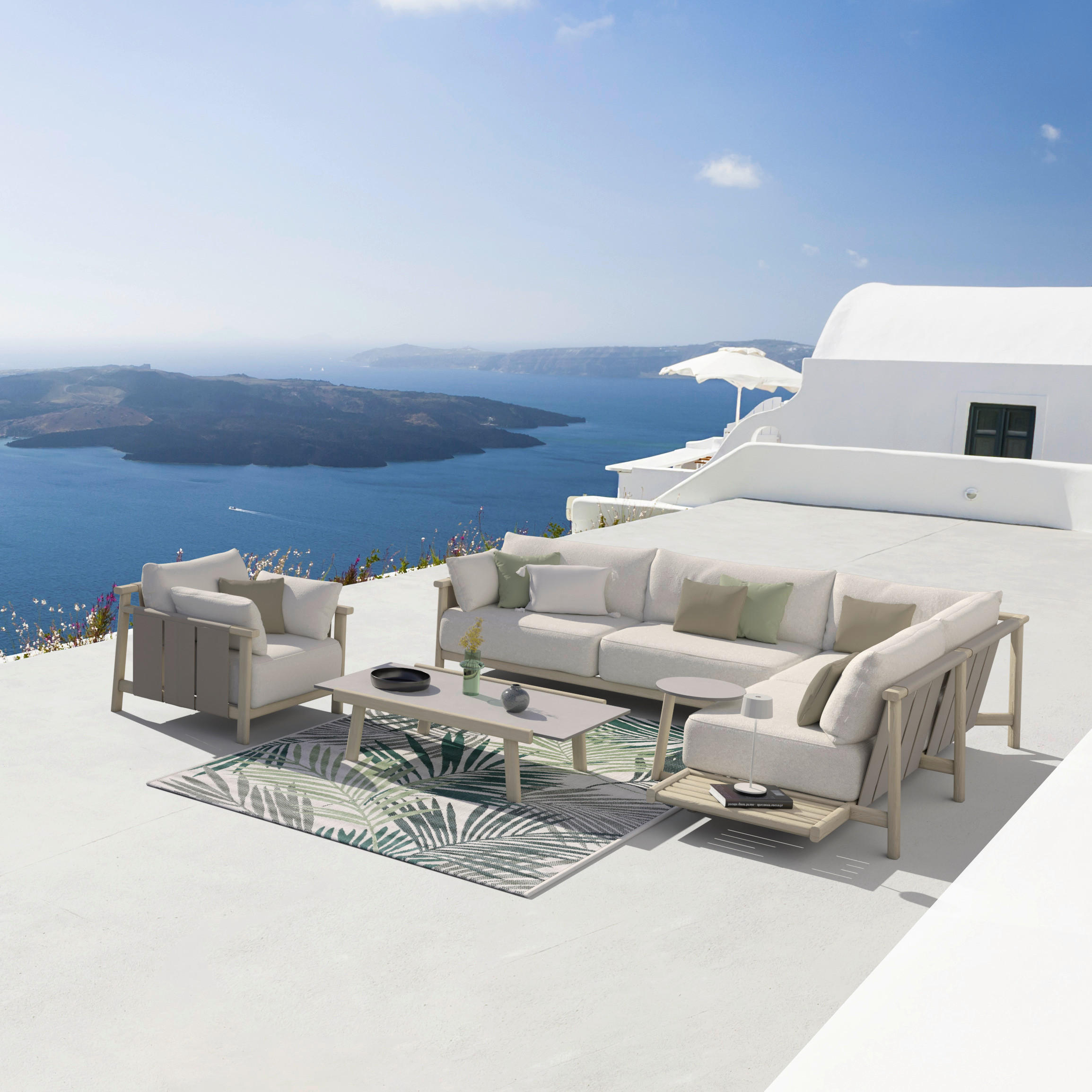 LOUNGEGARNITUR 308/264 cm Esche massiv  - Sandfarben/Taupe, ROMANTIK / LANDHAUS, Holz/Textil (308/264cm) - Dieter Knoll