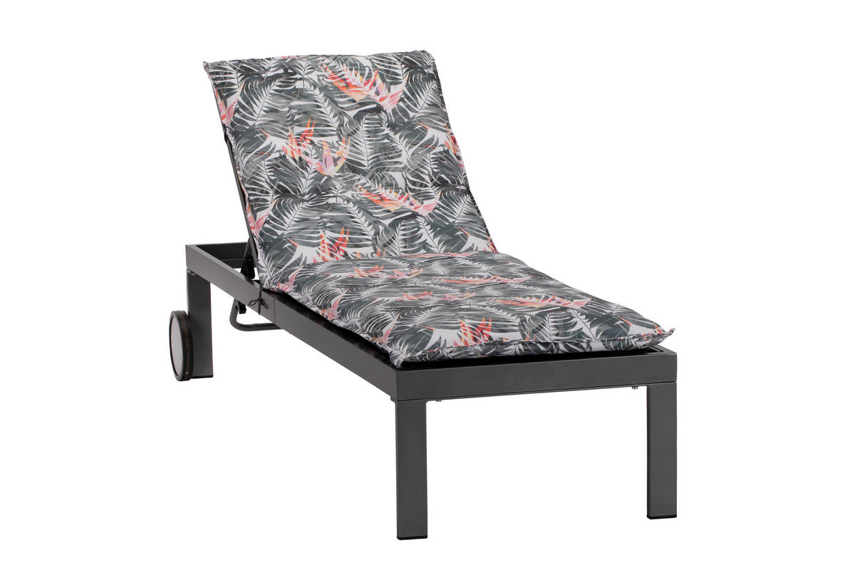 SONNENLIEGE 60/35/198 cm  - Anthrazit, Basics, Textil/Metall (60/35/198cm) - Gardenson
