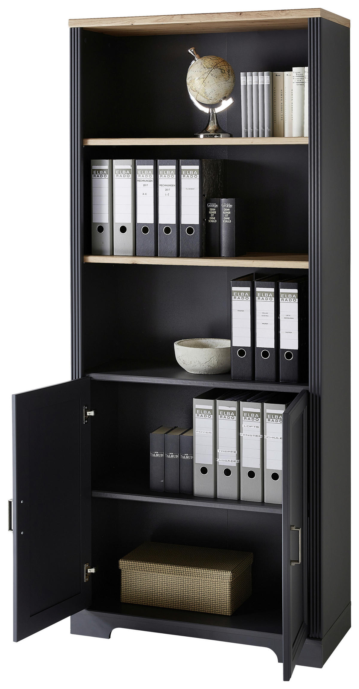 AKTENSCHRANK Graphitfarben, Eiche Artisan  - Graphitfarben/Eiche Artisan, KONVENTIONELL, Holzwerkstoff (86/204/38cm) - Carryhome