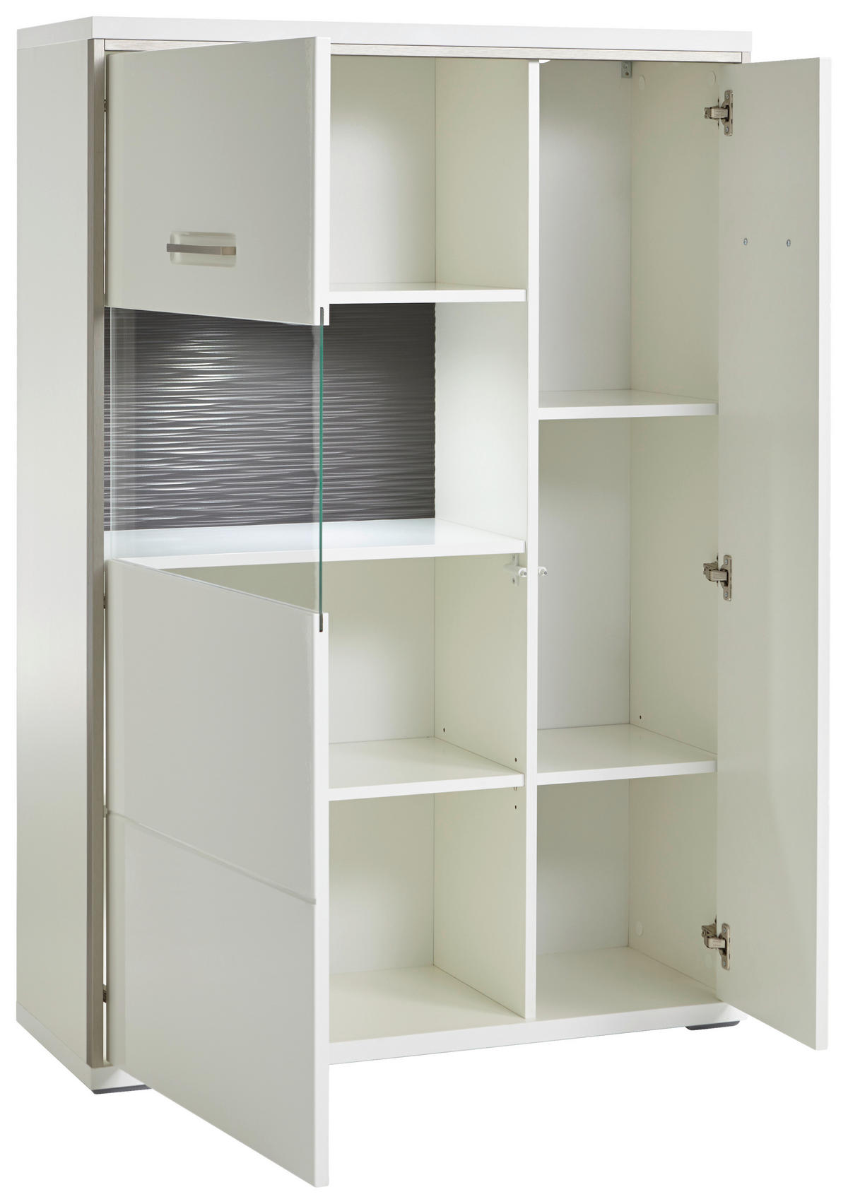 VYSOKÁ KOMODA, sivá, strieborná, biela, 94/137/38 cm - sivá/biela, Design, kov/kompozitné drevo (94/137/38cm) - Livetastic