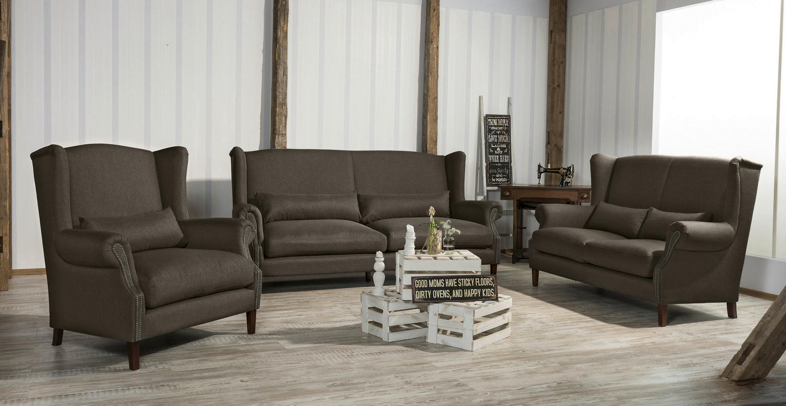 2-SITZER-SOFA Flachgewebe Braun - Einrichtungsbeispiel