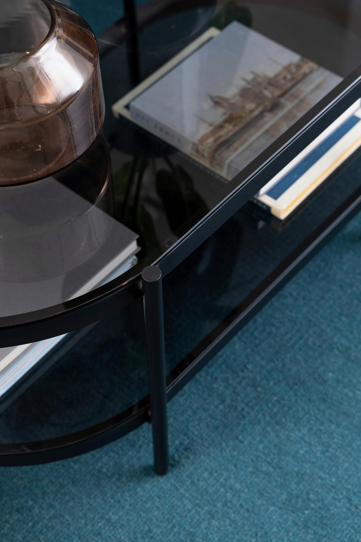 COUCHTISCH in Glas 95/50/42 cm  - Schwarz/Grau, Trend, Glas/Metall (95/50/42cm) - MID.YOU