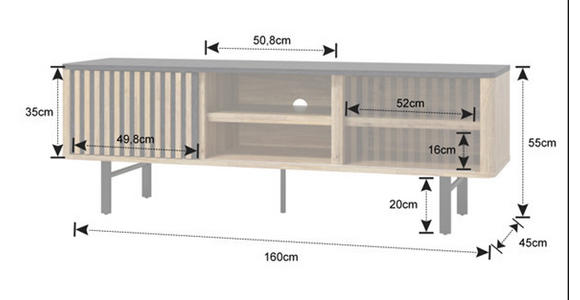 LOWBOARD  in 160/55/45 cm  - Schwarz/Akaziefarben, LIFESTYLE, Holz/Metall (160/55/45cm) - Landscape