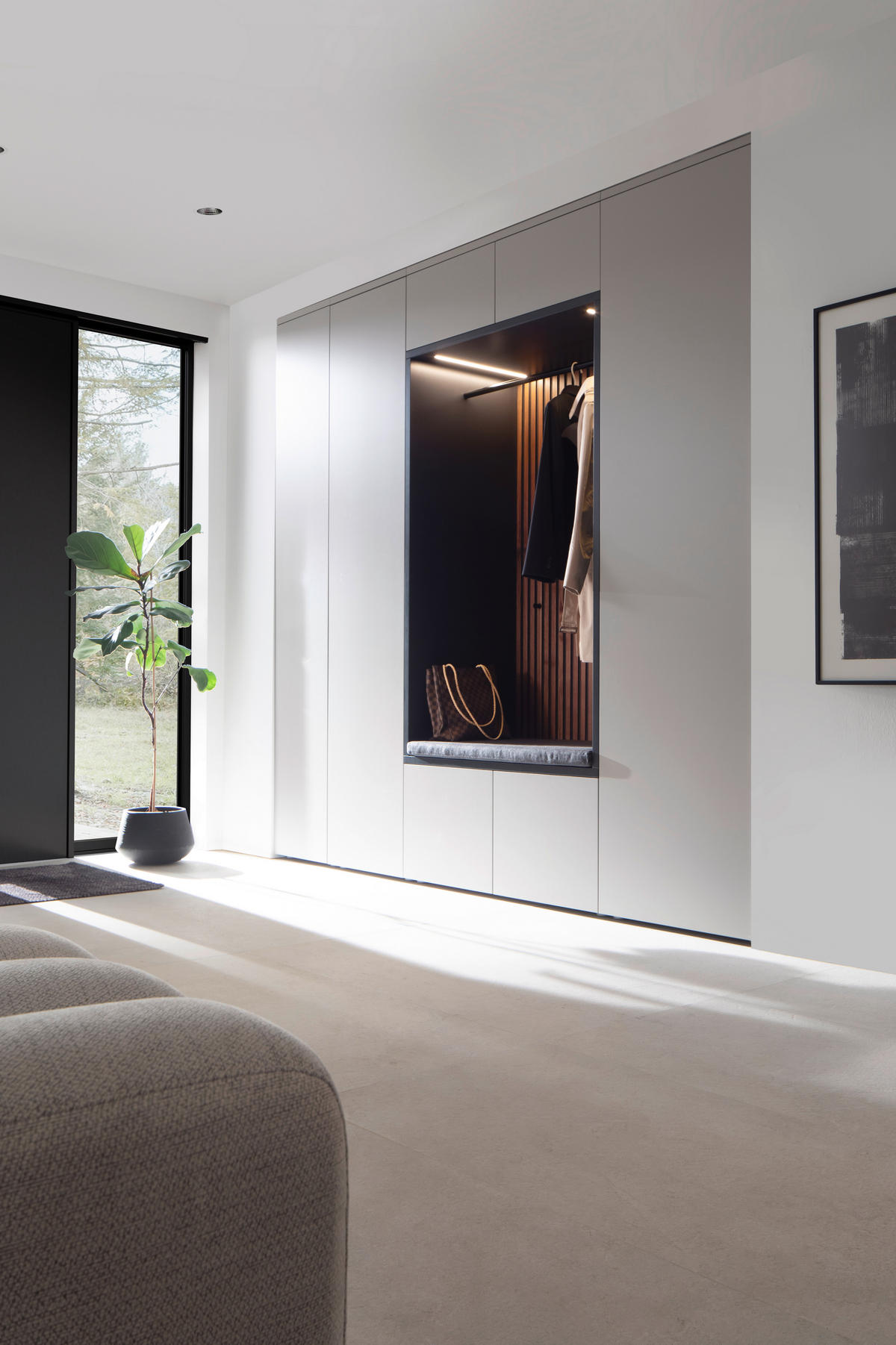GARDEROBE 6-teilig  in 250/233/59 cm  - Anthrazit/Nussbaumfarben, Design, Holz/Holzwerkstoff (250/233/59cm) - Moderano