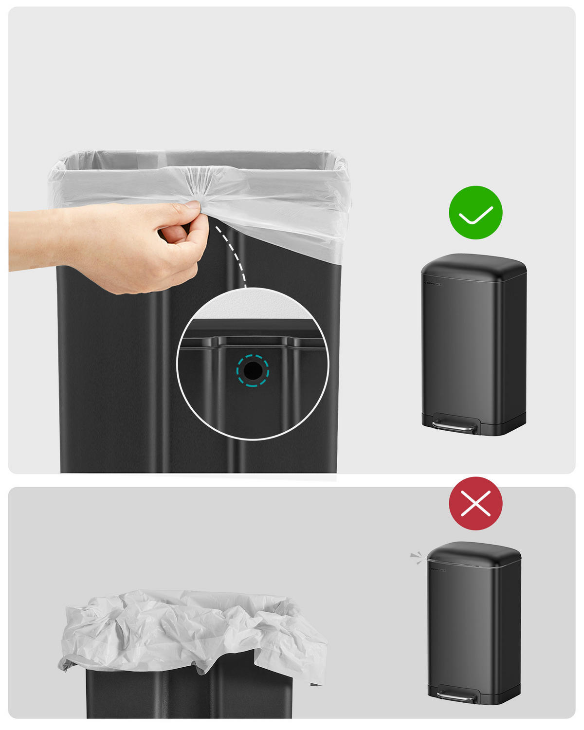 ABFALLSAMMLER 30 l  Metall, Kunststoff  - Schwarz, Basics, Kunststoff/Metall (34,5/61,5/32,5cm)