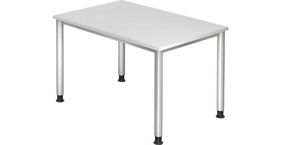 SCHREIBTISCH 120/80/68-76 cm  in Silberfarben, Weiß  - Silberfarben/Weiß, KONVENTIONELL, Holzwerkstoff/Metall (120/80/68-76cm) - Venda