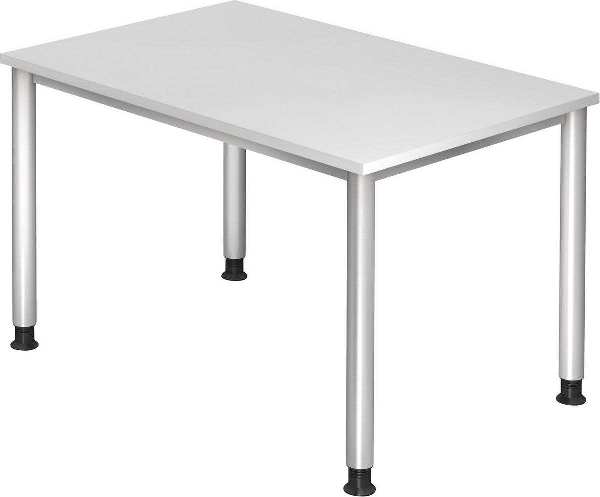 SCHREIBTISCH 120/80/68-76 cm  in Silberfarben, Weiß  - Silberfarben/Weiß, KONVENTIONELL, Holzwerkstoff/Metall (120/80/68-76cm) - Venda