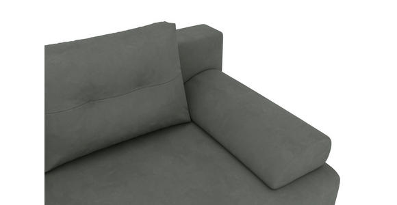 SCHLAFSOFA Velours Grau Rückenkissen, Armlehnenkissen, Bettkasten, Schlaffunktion, Rücken echt, Liegefläche im Originalstoff  - Schwarz/Grau, KONVENTIONELL, Textil/Metall (200/98/90cm) - Carryhome