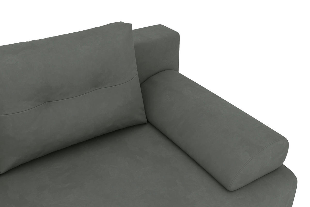 SCHLAFSOFA  mit Liegefunktion Velours Grau  - Schwarz/Grau, KONVENTIONELL, Textil/Metall (200/98/90cm) - Carryhome